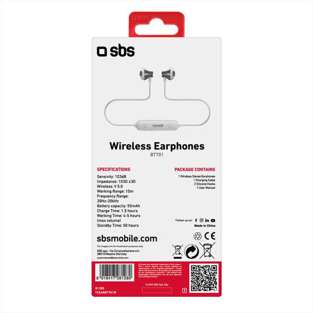 Immagine del prodotto SBS - TEEARBT701W-BIANCO