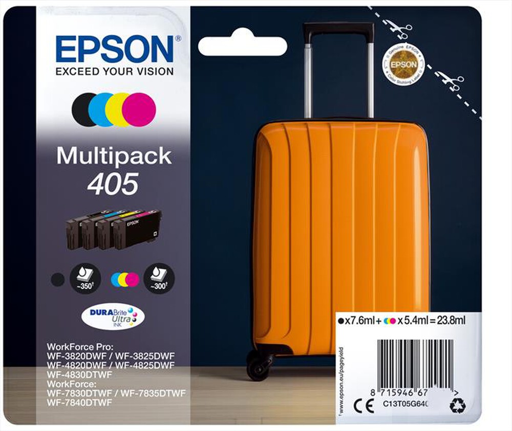"EPSON - EPSON INCHIOSTRO  SERIE VALIGIA 405 STD MPK 4 COL-Nero,ciano,magenta,giallo-std"