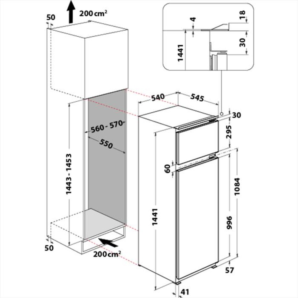 "HOTPOINT ARISTON - Frigorifero incasso BDFS 2421 Classe F-Bianco"