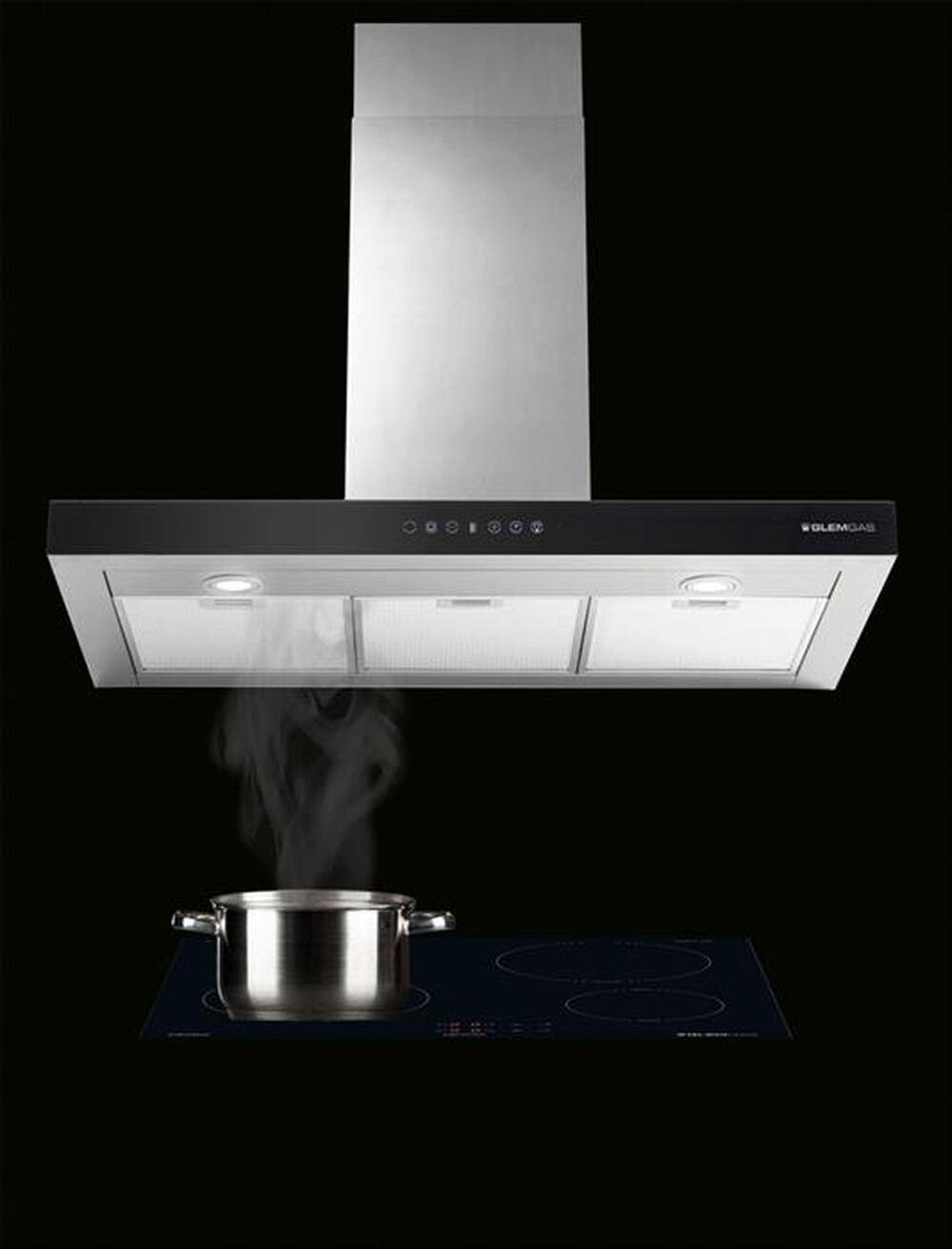 "GLEM GAS - Cappa a parete GHB990IXA Classe A-Nero / Acciaio Inox"