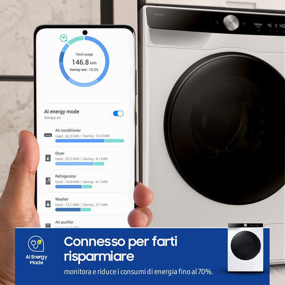 Immagine del prodotto SAMSUNG - Lavasciuga 11/6 Kg WD11DG6B85BKU3 Classe A-bianca con oblò e display nero