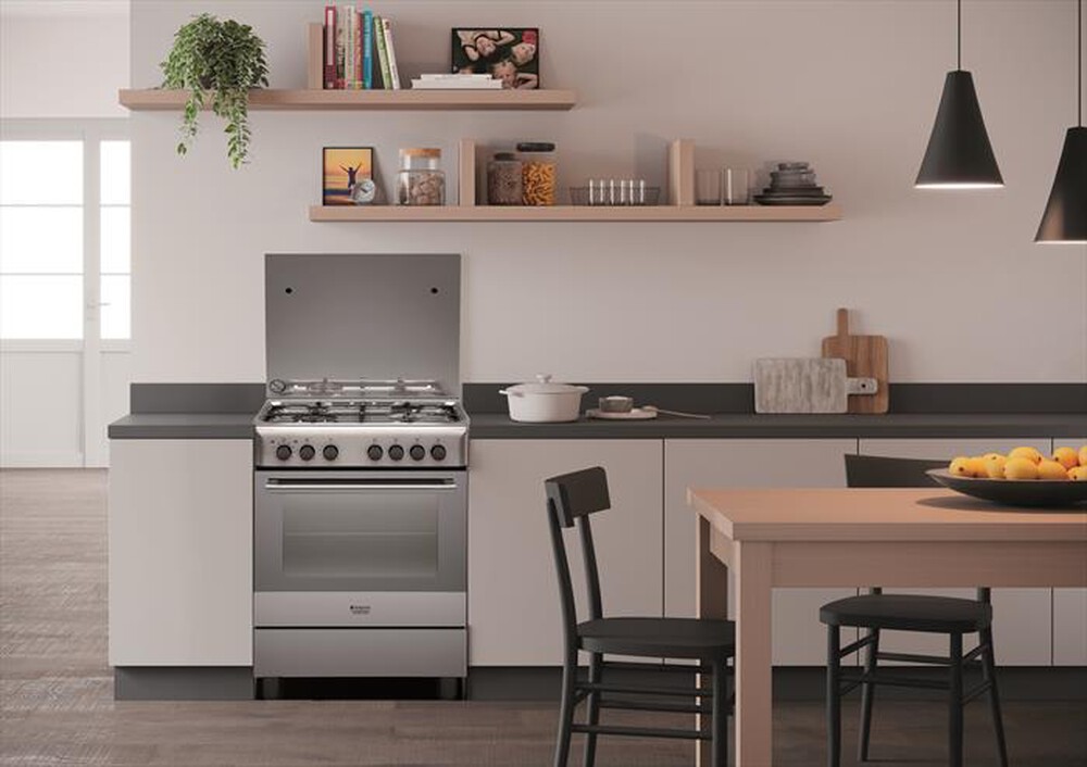 "HOTPOINT ARISTON - Cucina a gas H6TMH2AFXIT Classe A-INOX"