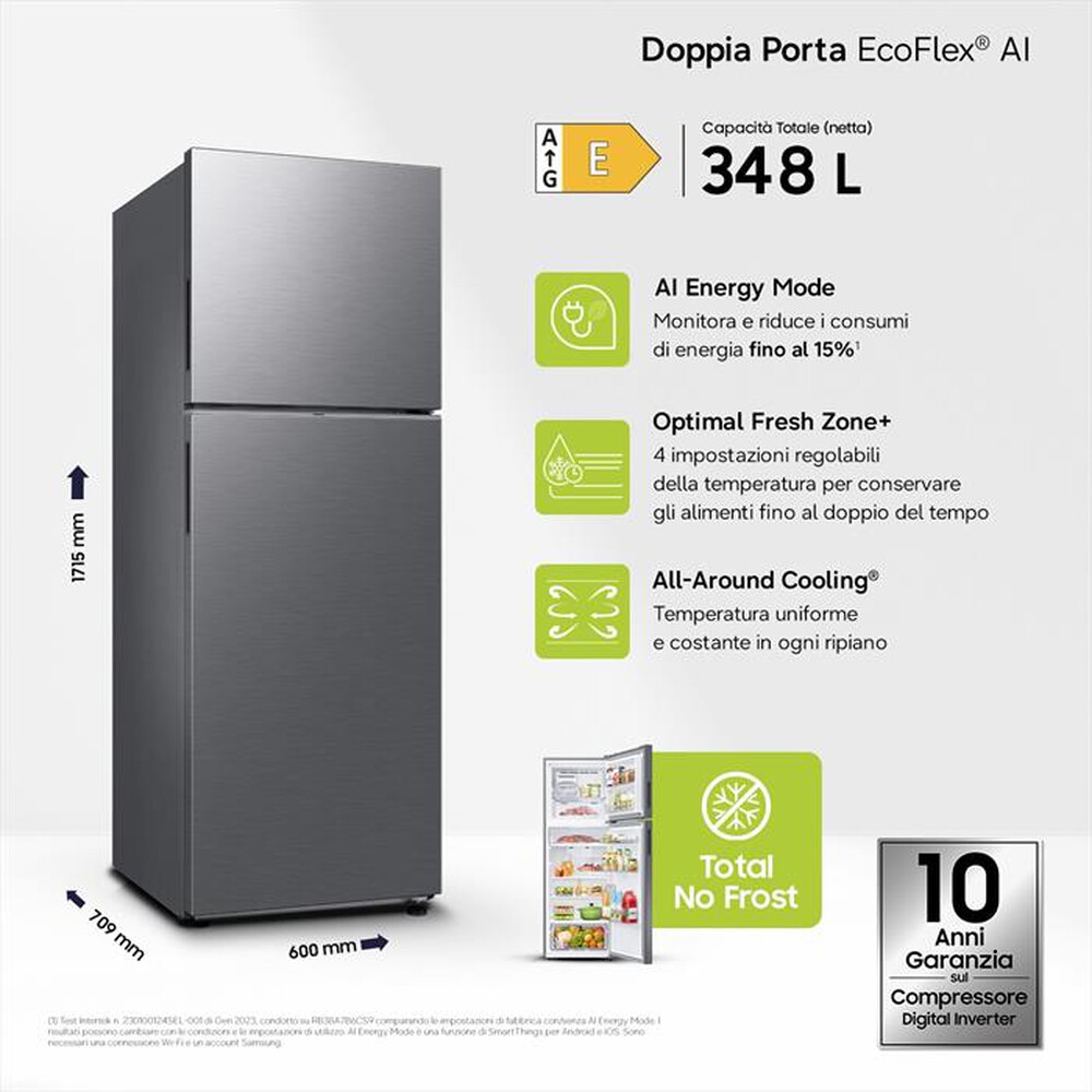 Immagine del prodotto SAMSUNG - Frigorifero 2 porte RT35CG5644S9ES Classe E 348 lt-METAL INOX