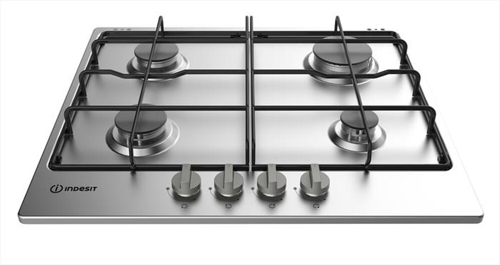"INDESIT - Piano cottura a gas THP 642 IX/I 59cm-Nero, Stainless steel"