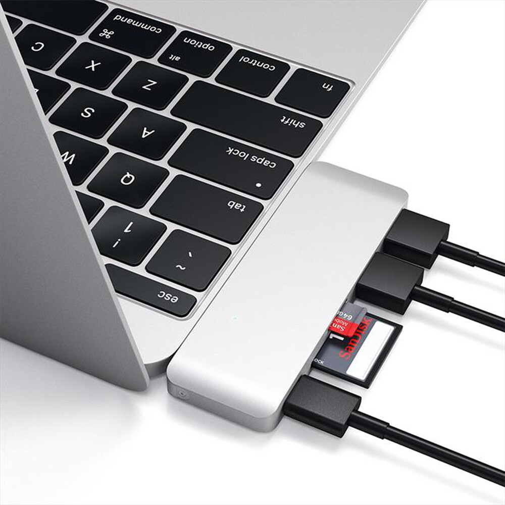 "SATECHI - HUB USB-C CON CARD READER, PORTA USBC PASS THROUGH-SILVER"