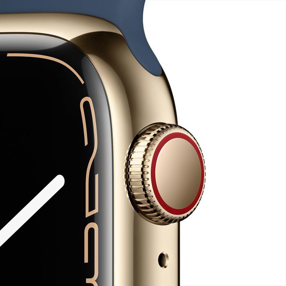 Immagine del prodotto APPLE - WATCH SERIES 7 GPS + CELLULAR 41MM IN ACCIAIO INOX-Oro Cinturino Sport Blu Abisso