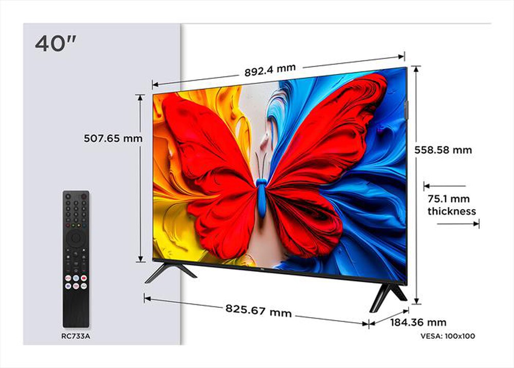 Immagine del prodotto TCL - Smart TV QLED FHD 40" 40S59K-Metallico