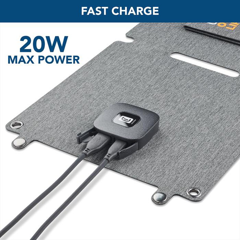 Immagine del prodotto CELLULARLINE - Caricabatterie portatile SOLAR ACHSOLAR2USB20WD-Nero