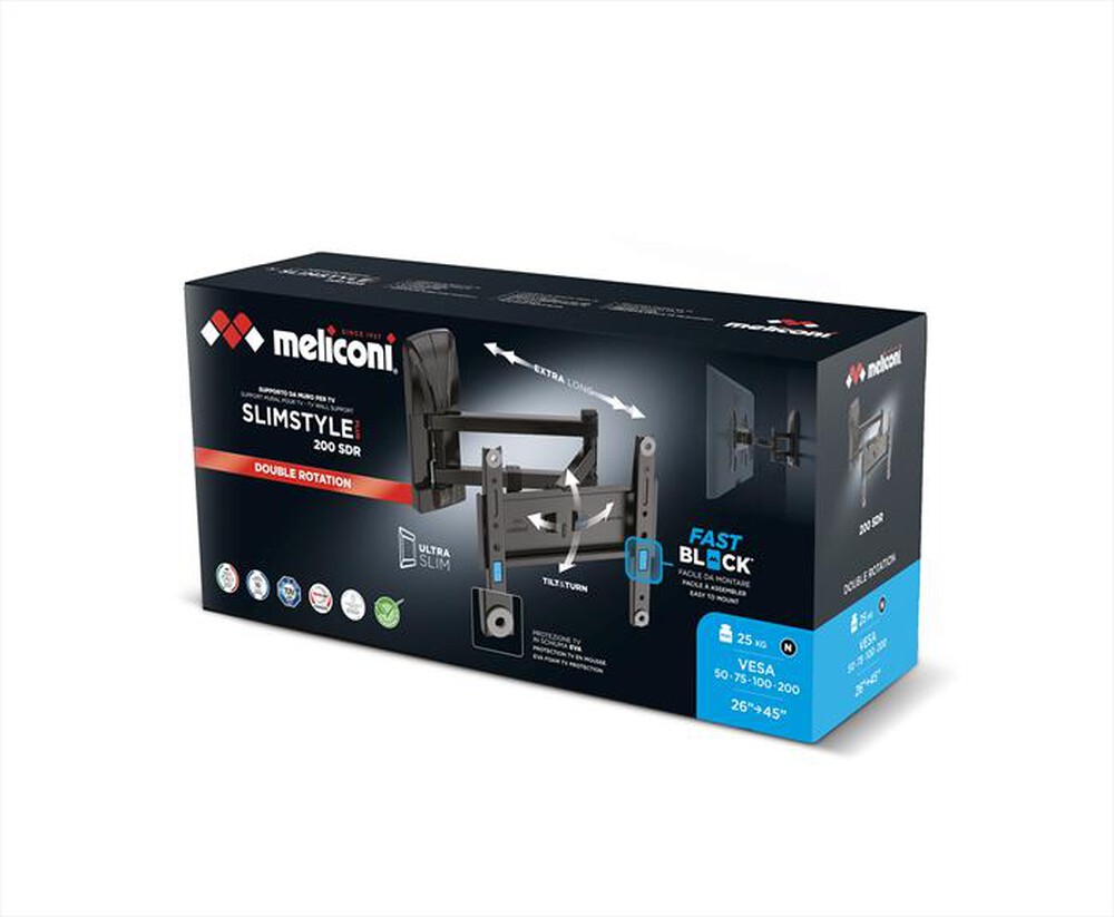 "MELICONI - Supporto TV SLIMSTYLE PLUS 200 SDR-Nero"