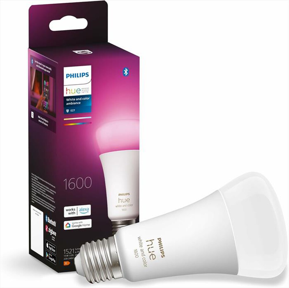 "PHILIPS - HUE WHITE AND COLOR AMBIANCE LAMPADINA E27 15W-Bianco"