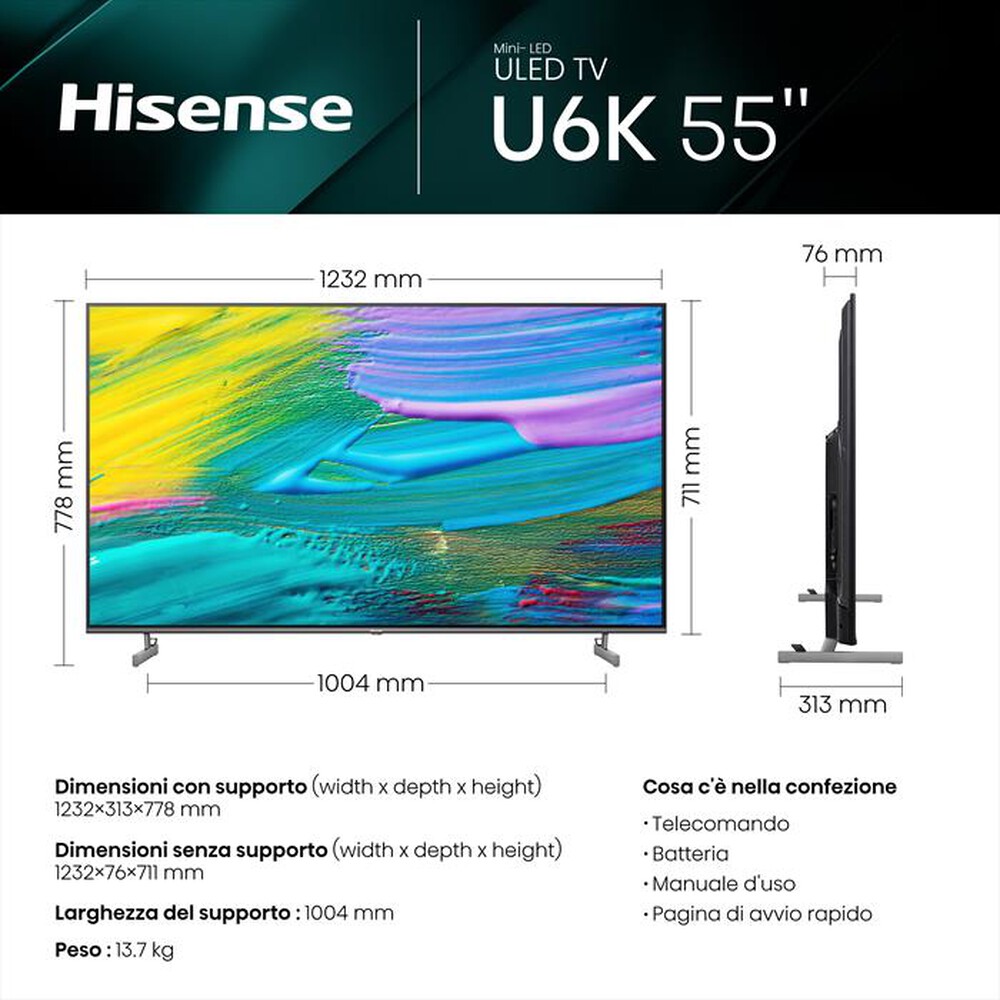 Immagine del prodotto HISENSE - Smart TV MINI LED UHD 4K 55" 55U69KQ-Metal Dark Grey