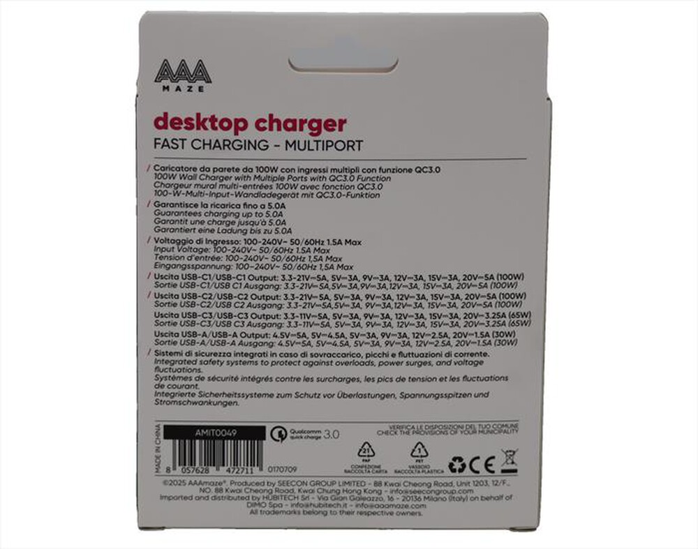 Immagine del prodotto AAAMAZE - ALIMENTATORE MULTI CHARGER 100W-Nero