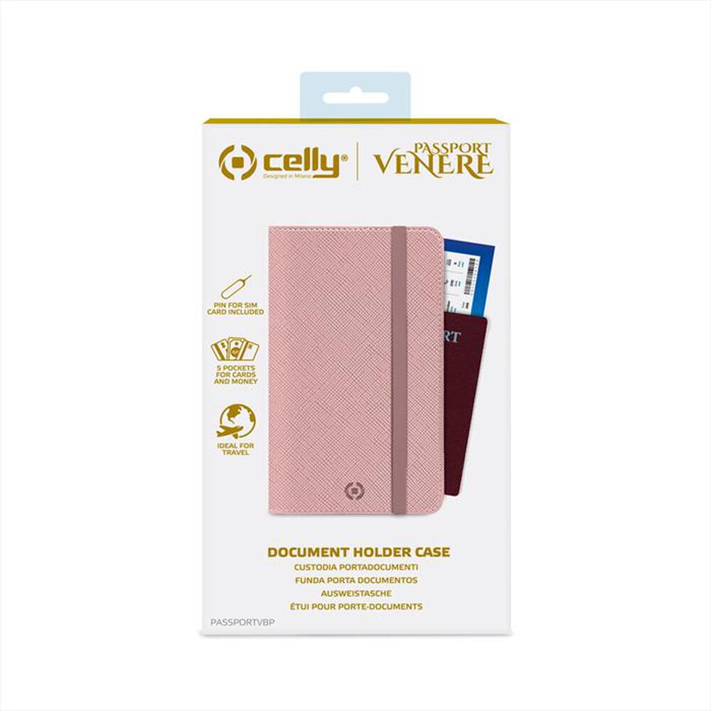 "CELLY - PASSPORTVBP - PORTADOCUMENTI MAGNETICO VENERE-ROSA/SIMILPELLE"