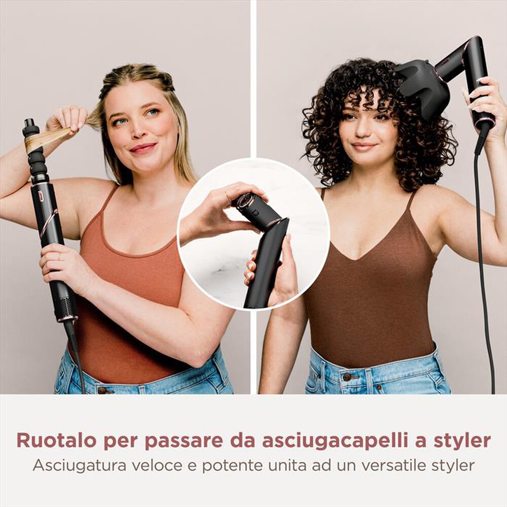 "SHARK - STYLER ASCIUGACAPELLI SHARK FLEXSTYLE COMPLETE SET-Nero e Rosa Gold"