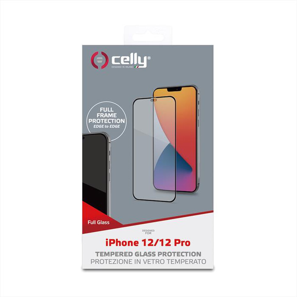 "CELLY - FULLGLASS1004BK - VETRO PROTETTIVO IPH 12/12 PRO-TRASPARENTE/VETRO TEMPERATO"