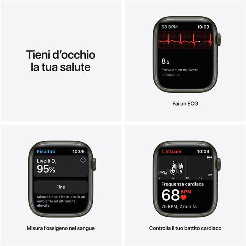 "APPLE - Watch Series 7 GPS 45mm Alluminio-Cinturino Sport Verde"