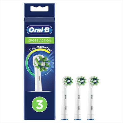 ORAL-B - Testine Crossaction Con CleanMaximiser, 3 Pezzi-Bianco