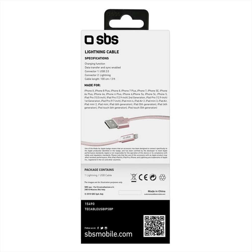 "SBS - TECABLEUSBIP5BP-ROSA"