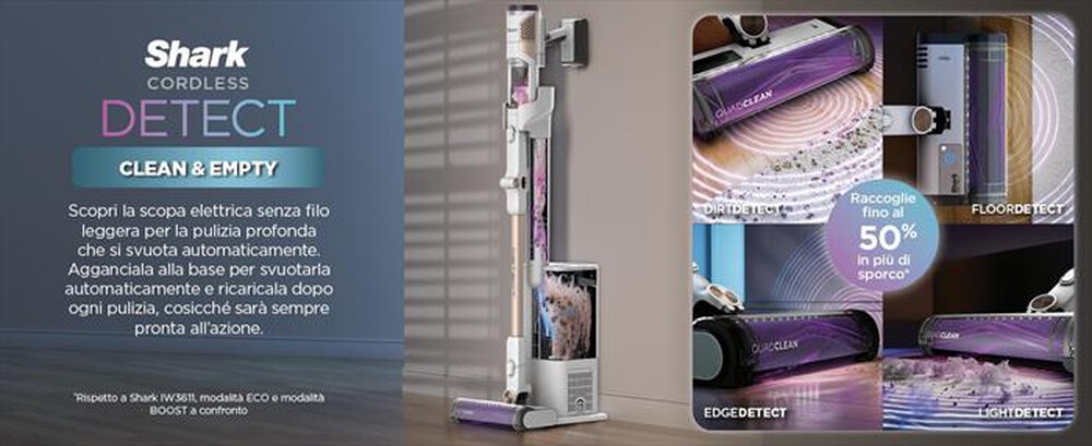Immagine del prodotto SHARK - Scopa elettrica DETECT CON AUTOSVUOMENTO IW3612EU-Bianco