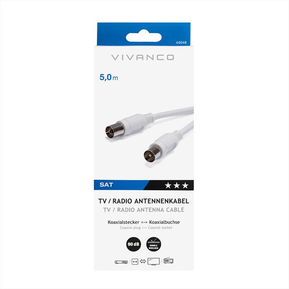 Immagine del prodotto SBS - Cavo antenna connection  5.0m Coax plug <-> coax-Bianco
