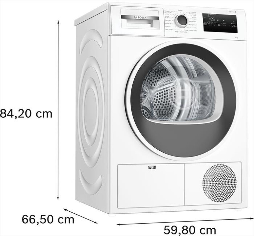 "BOSCH - Asciugatrice SERIE 4, 8 KG CLASSE A++ WTH85208II-Bianco"