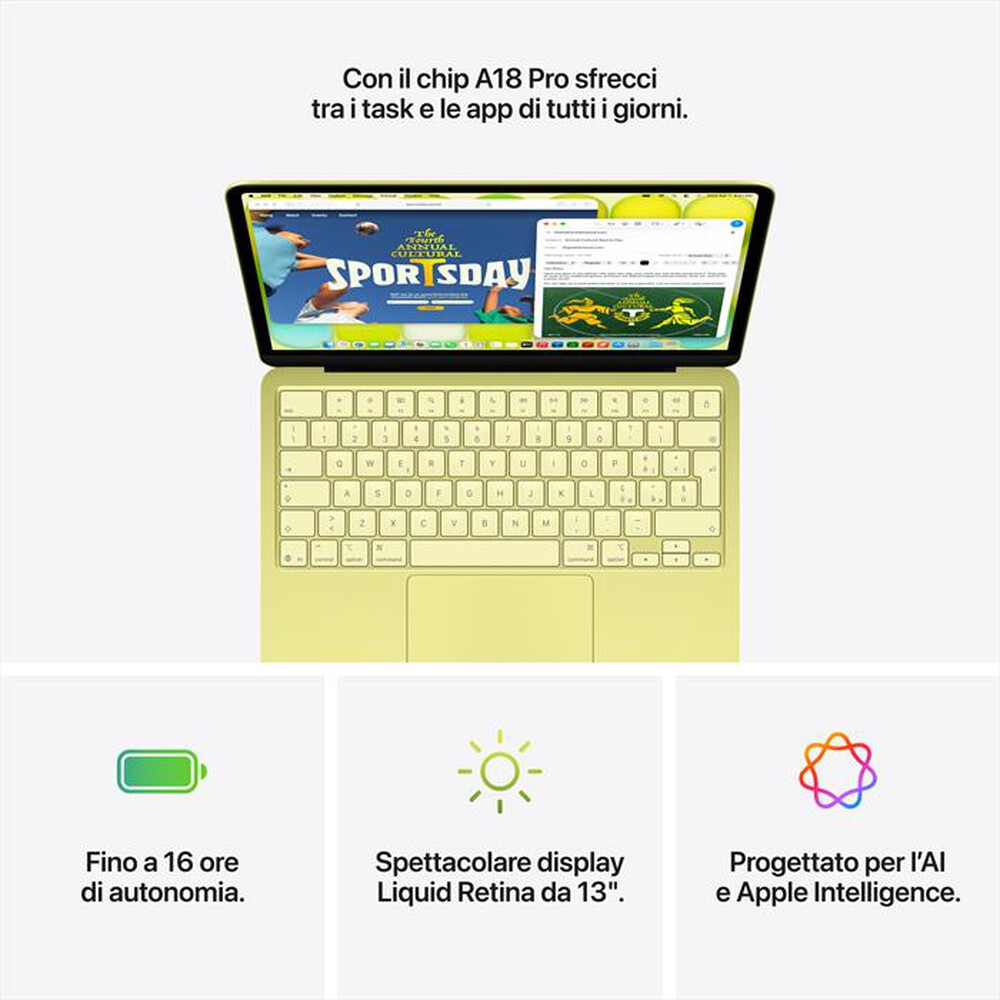 Immagine del prodotto APPLE - MacBook Neo 13" A18 Pro Core 6 CPU 5 GPU 8GB 256GB-Giallo agrume