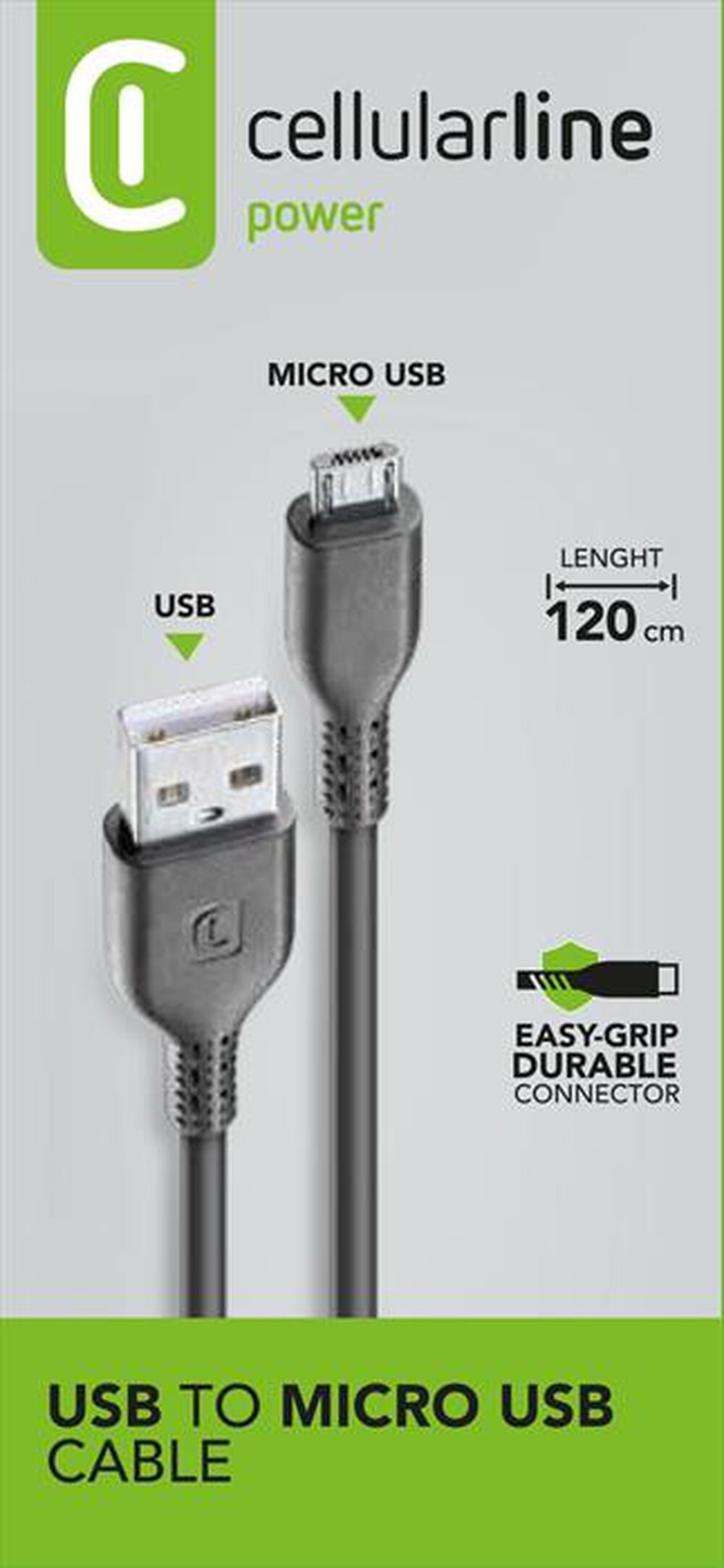 Immagine del prodotto CELLULARLINE - USBDATACABMICROUSB MICROUSB-USB DATA-Nero