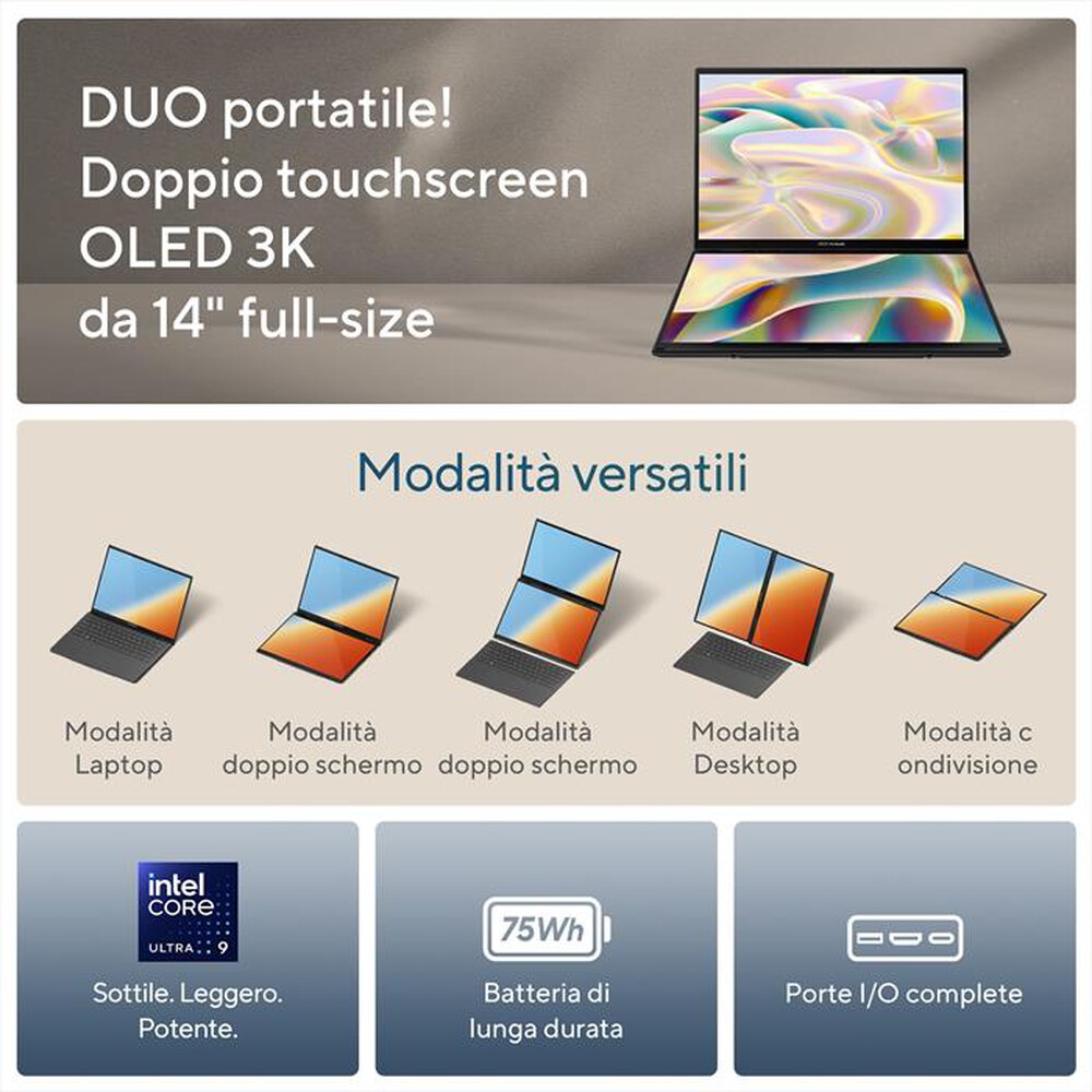 Immagine del prodotto ASUS - Zenbook Duo OLED UX8406CA-PZ961W-Inkwell Gray