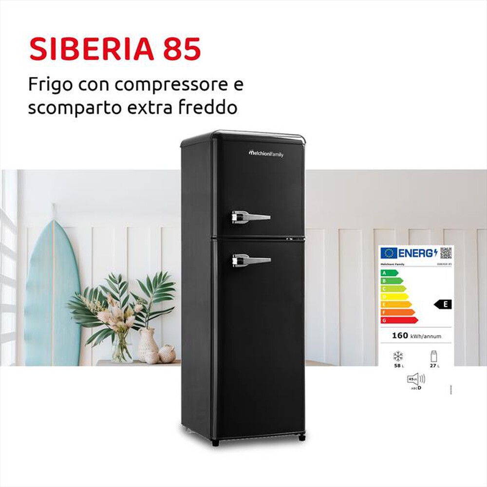 Immagine del prodotto MELCHIONI FAMILY - Frigorifero 2 porte SIBERIA 85 Classe E 85lt-Nero / Metallo