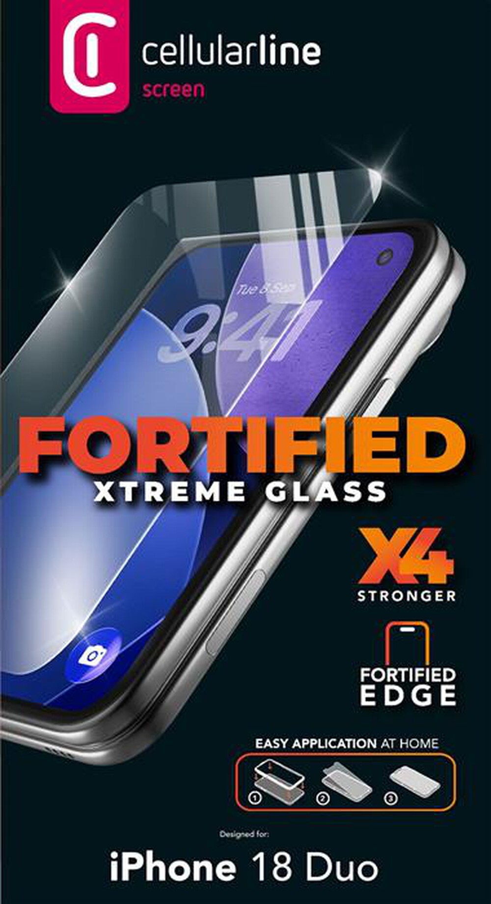 Immagine del prodotto CELLULARLINE - Pellicola FORTIFIED per iPhone 18 Duo-Trasparente