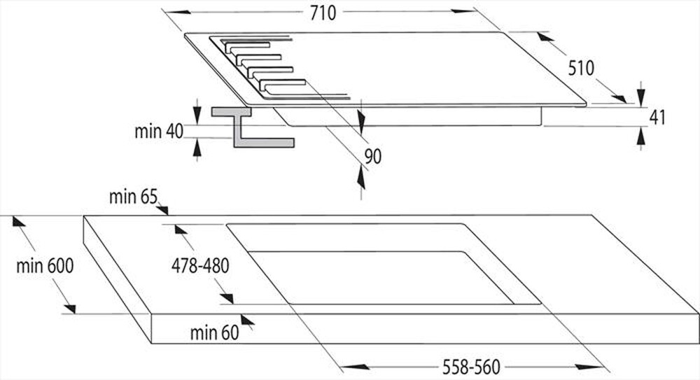 Immagine del prodotto HISENSE - Piano cottura a gas GM773XF 71cm-Inox