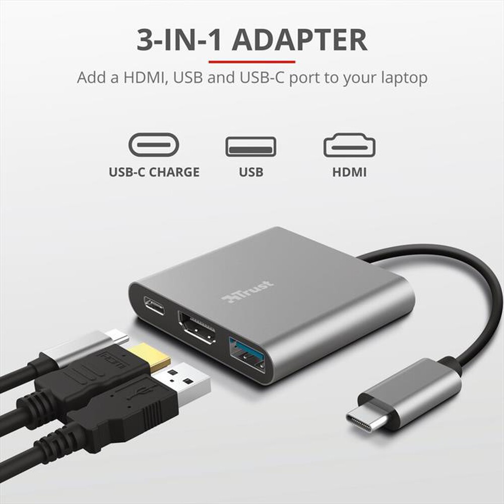 Immagine del prodotto TRUST - DALYX 3-IN-1 USB-C ADAPTER-Grey
