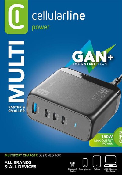 CELLULARLINE - Caricatore da rete MULTIPOWER DESK GAN 150W-Black