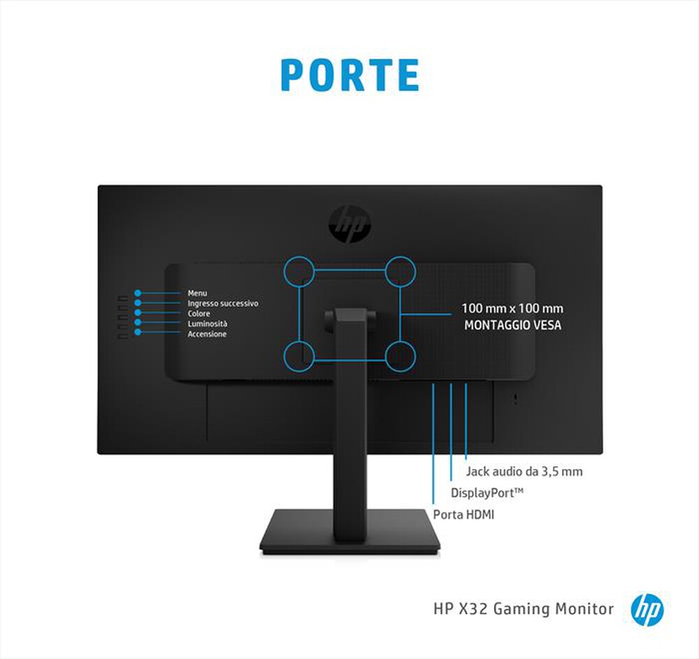 "HP - Monitor 31,5\" X32 QHD GAMING-Nero"