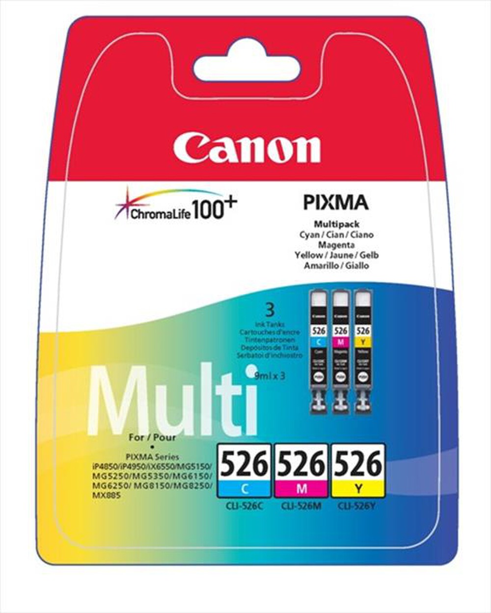 "CANON - CHROMALIFE100+ CLI-526 C/M/Y-Cyan, Magenta, Yellow"