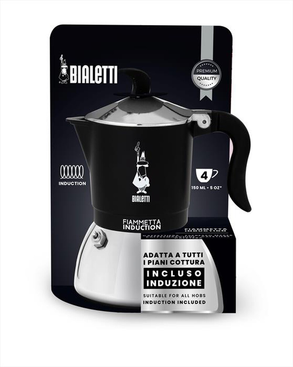 "BIALETTI - Caffettiera FIAMMETTA IND. 4TZ-nero"