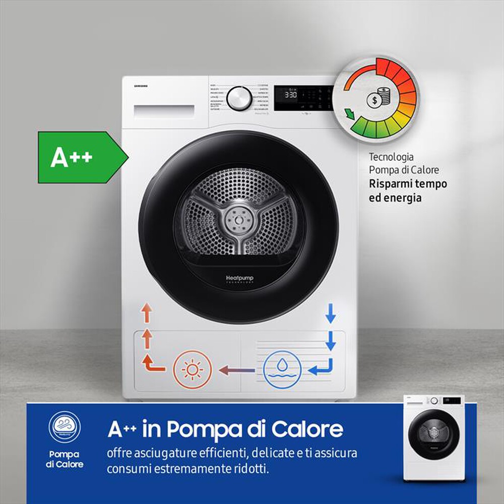 Immagine del prodotto SAMSUNG - Asciugatrice DV90CGC0A0AEET 9Kg Classe E-Bianco
