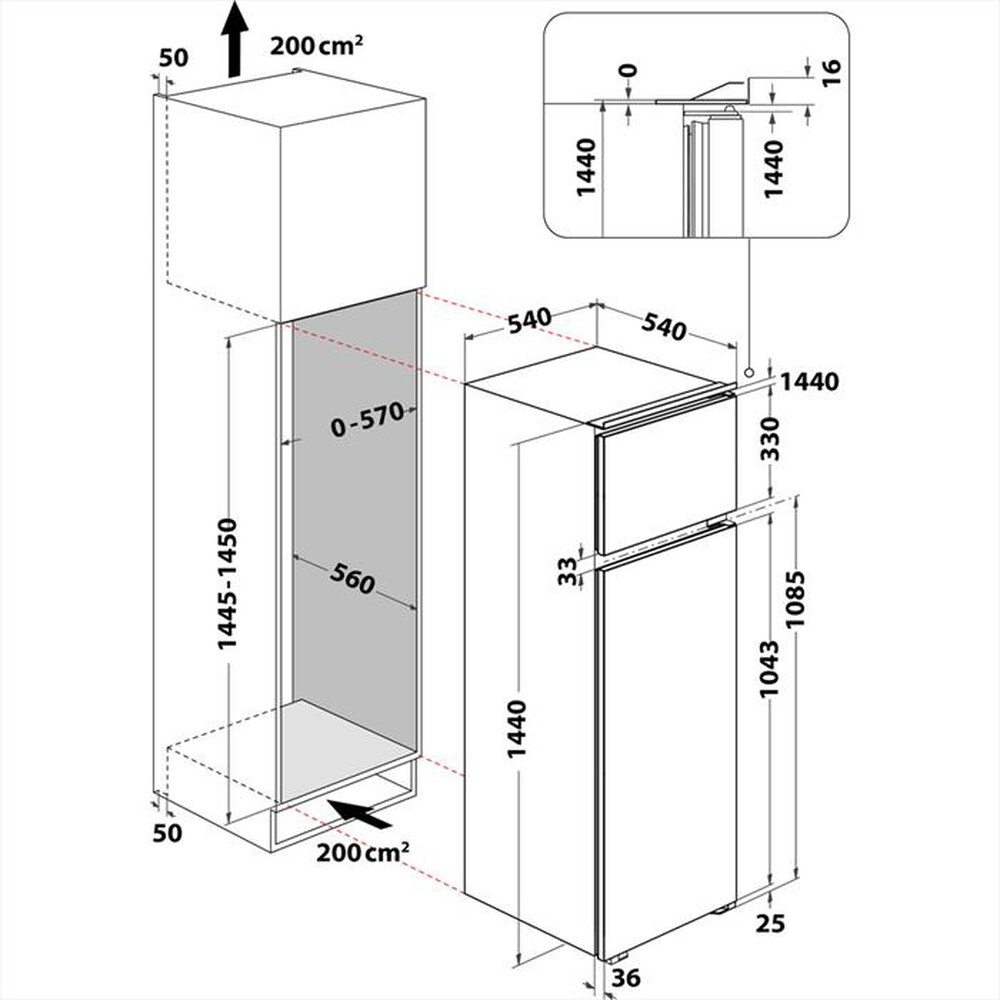 Immagine del prodotto INDESIT - Frigorifero incasso IN D 2040 AA/S Classe F 226lt