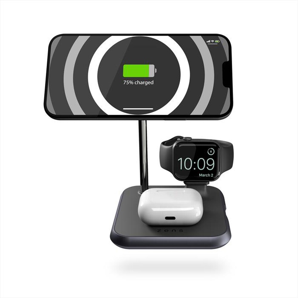 "ZENS - 4-IN-1 MAGNETIC + WATCH WIRELESS CHARGER-Black - Nero"