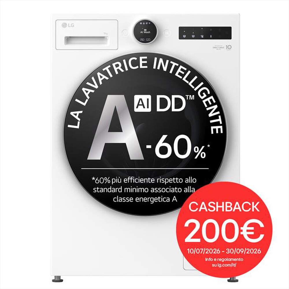 Immagine del prodotto LG - Lavatrice AI DD F4X9009TWCE 9 Kg Classe A-Ivory White