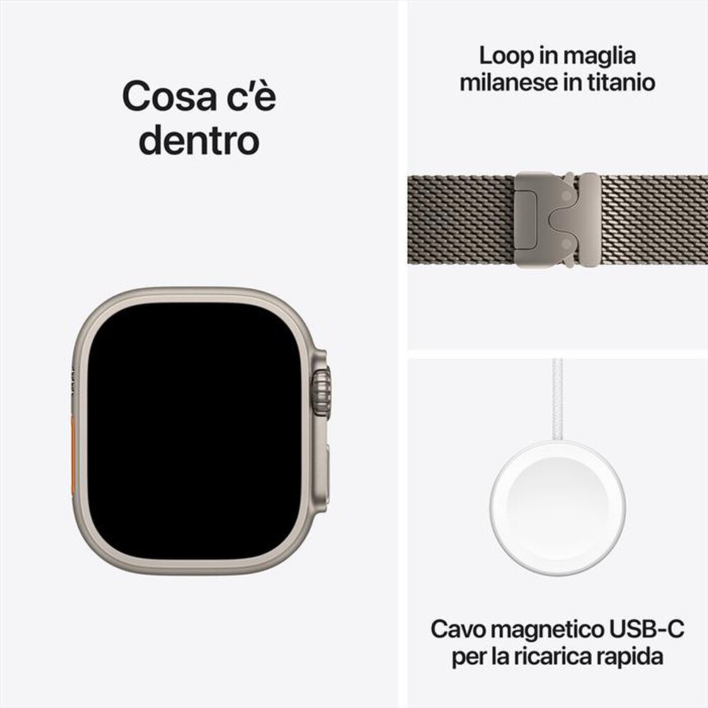 "APPLE - Watch Ultra 2 GPS + Cellular 49mm Titanio-Naturale - Loop Milanese - M"