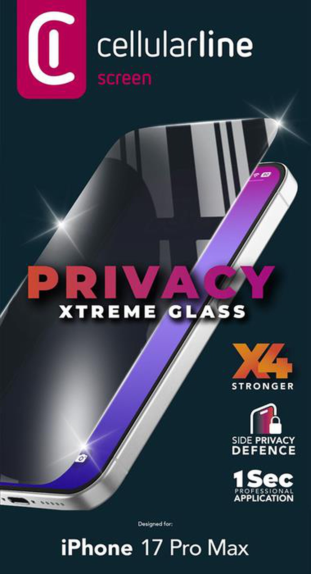 Immagine del prodotto CELLULARLINE - Pellicola proteggischermo per iPhone 17 Pro Max-Trasparente