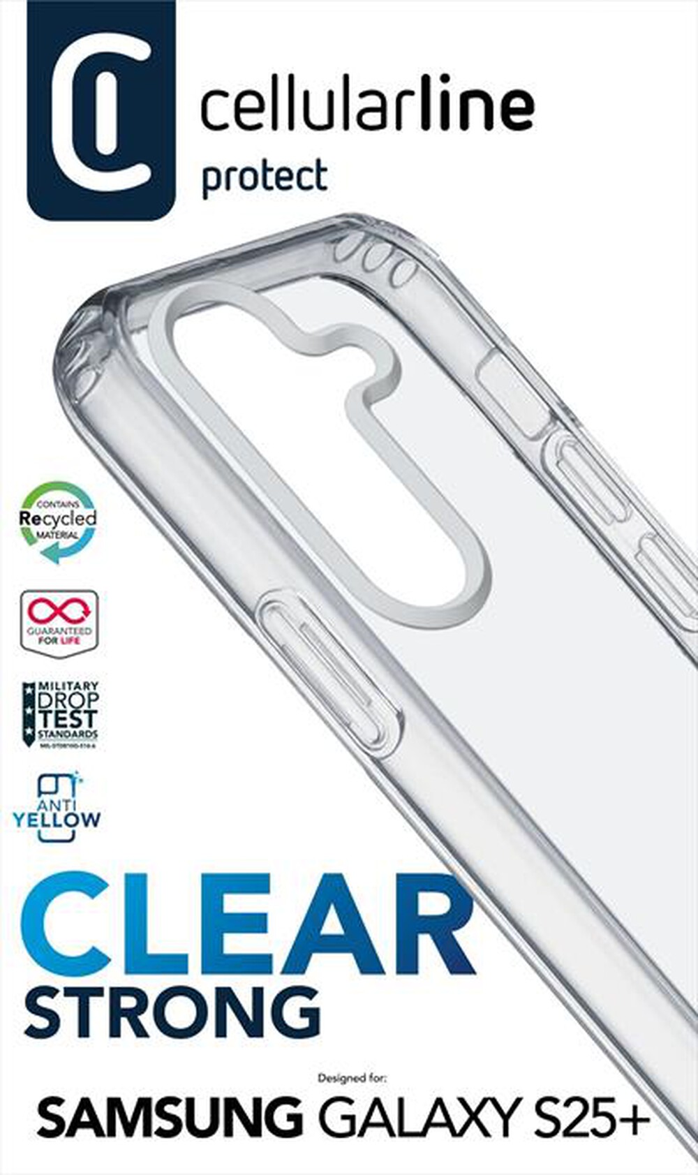 "CELLULARLINE - Cover CLEAR STRONG - GALAXY S25+-Transparent"