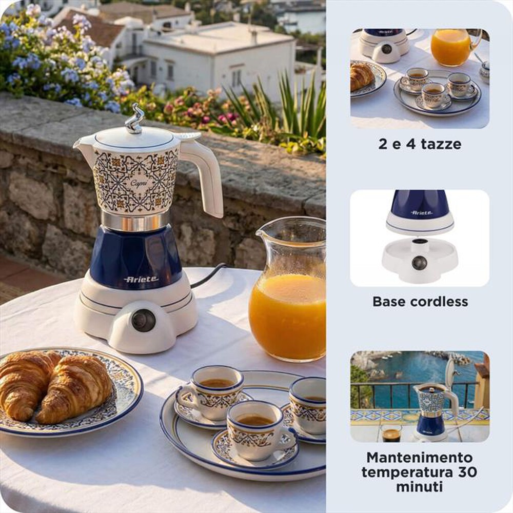 Immagine del prodotto ARIETE - Moka elettrica 1358A CAF ARIETE "CAPRI" INT-Bianco, Blu