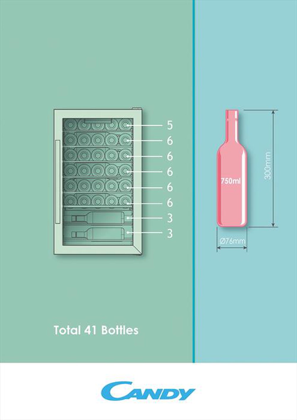 Immagine del prodotto CANDY - Cantinetta  CWC 150 EM/NF Classe G 41 bottiglie-Nero