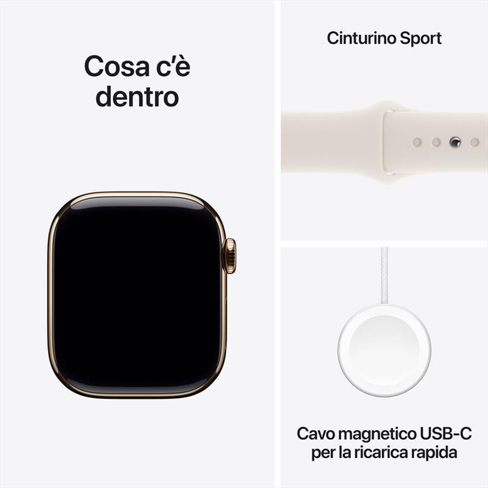 Immagine del prodotto APPLE - Watch Series 10 GPS + Cellular 42mm Titanio-Oro - Sport Band Galassia S/M