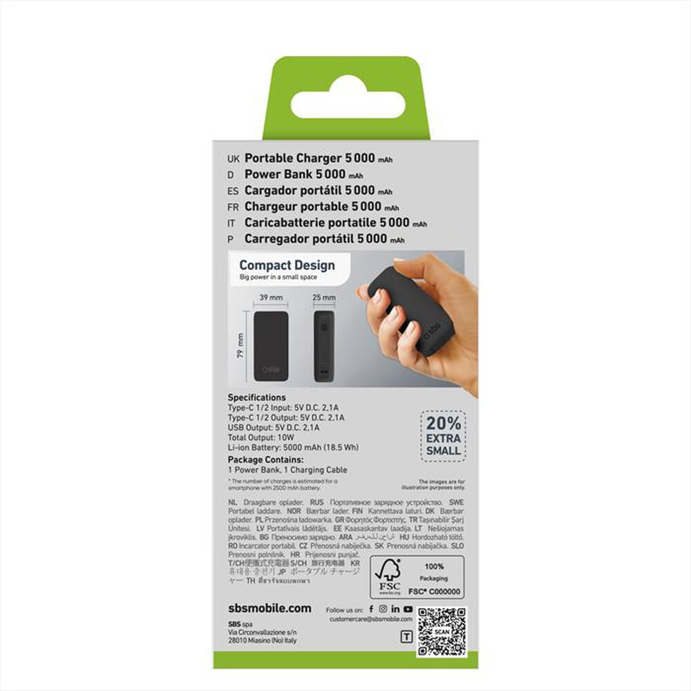 Immagine del prodotto SBS - Powerbank TTBB5000MINIK-Nero