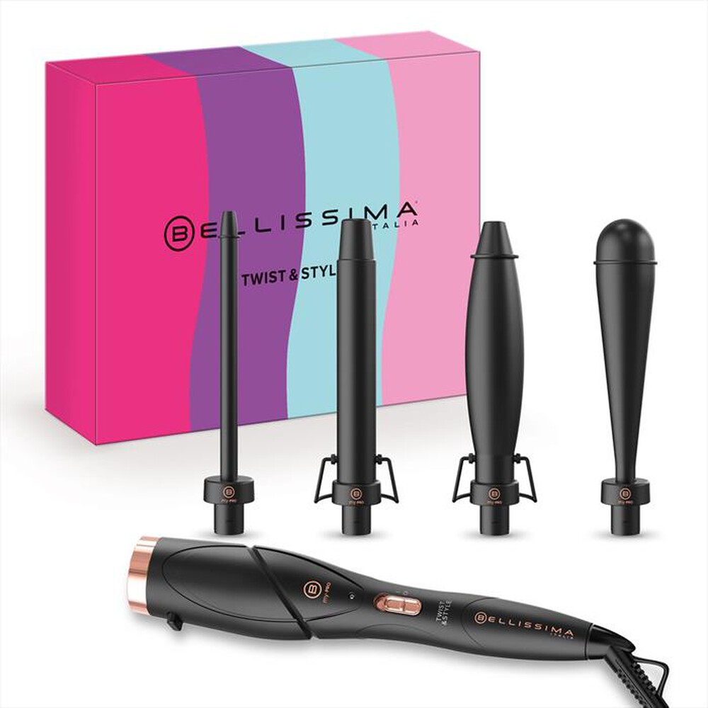 BELLISSIMA IMETEC - Ferro per capelli KIT TWIST & STYLE-Nero, Rose Gold