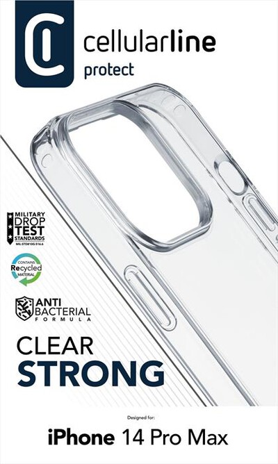 CELLULARLINE - Custodia Back CLEARDUOIPH14PRMT iPhone 14 Pro Max-Trasparente