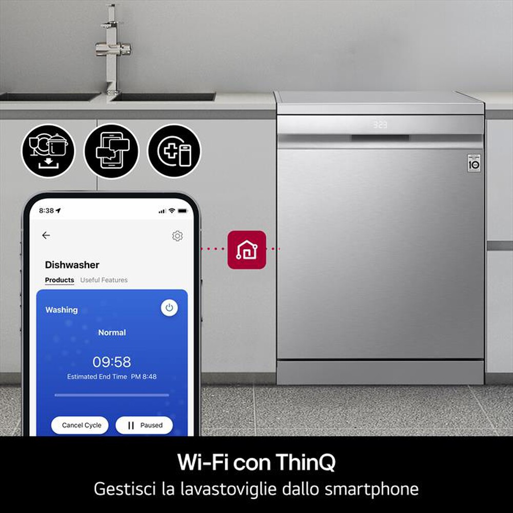 Immagine del prodotto LG - Lavastoviglie DF375HVS Classe A 14 coperti-Argento